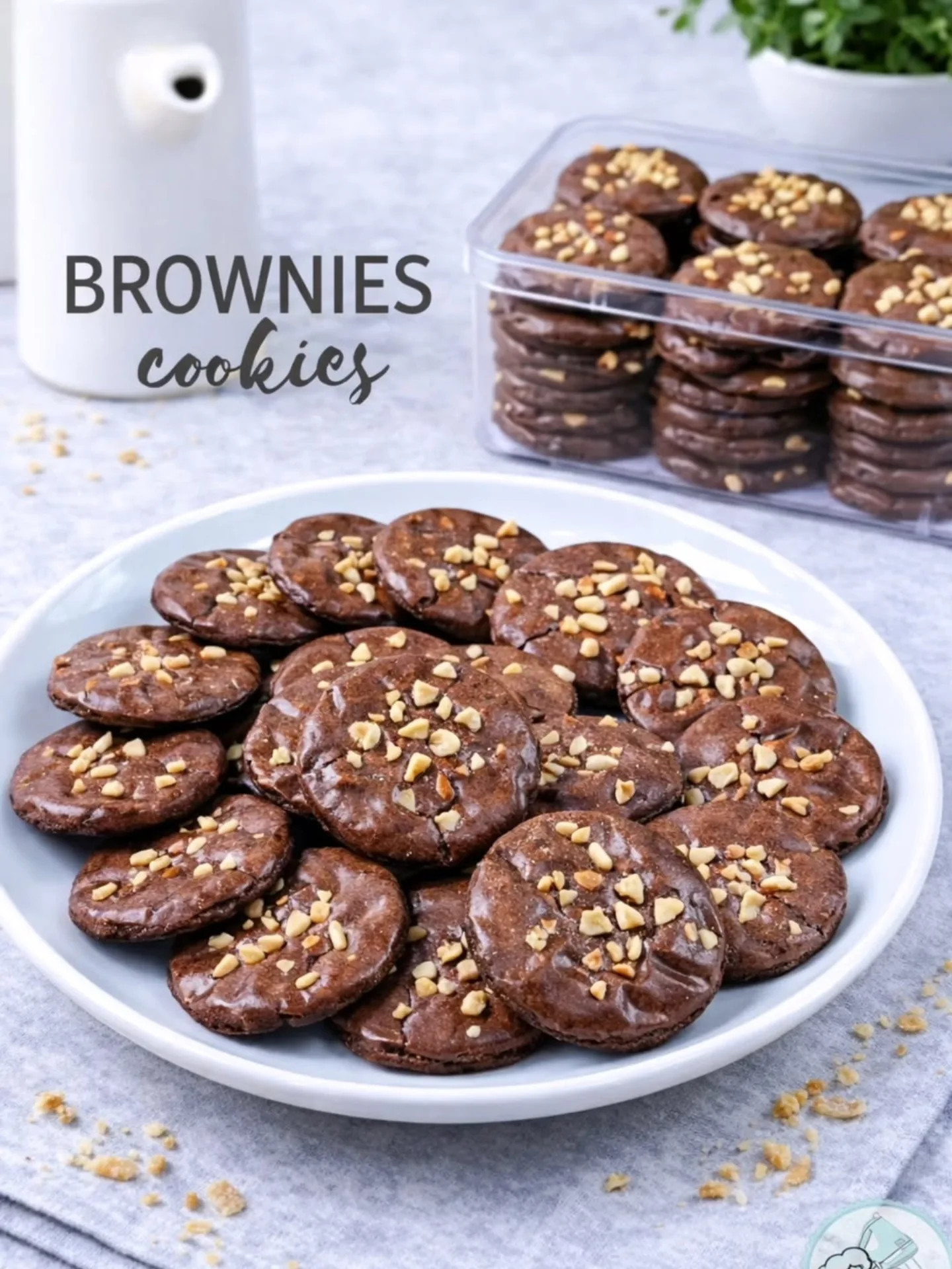 Brownies Cookies with Crushed Peanut Topping Recipe