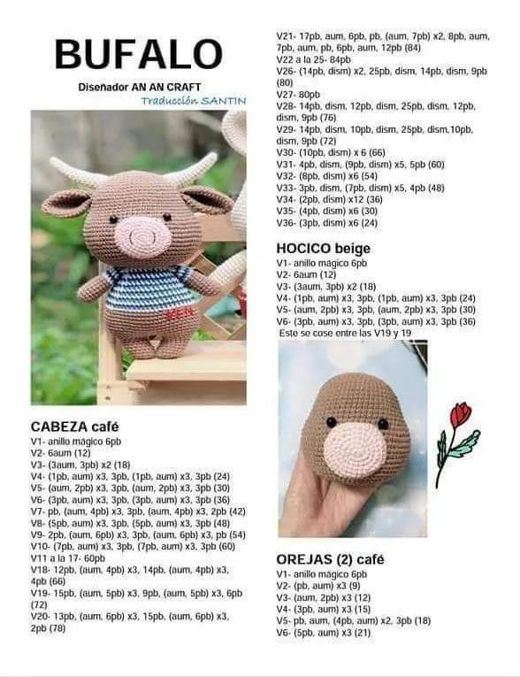 Bufalo amigurumi crochet pattern tutorial