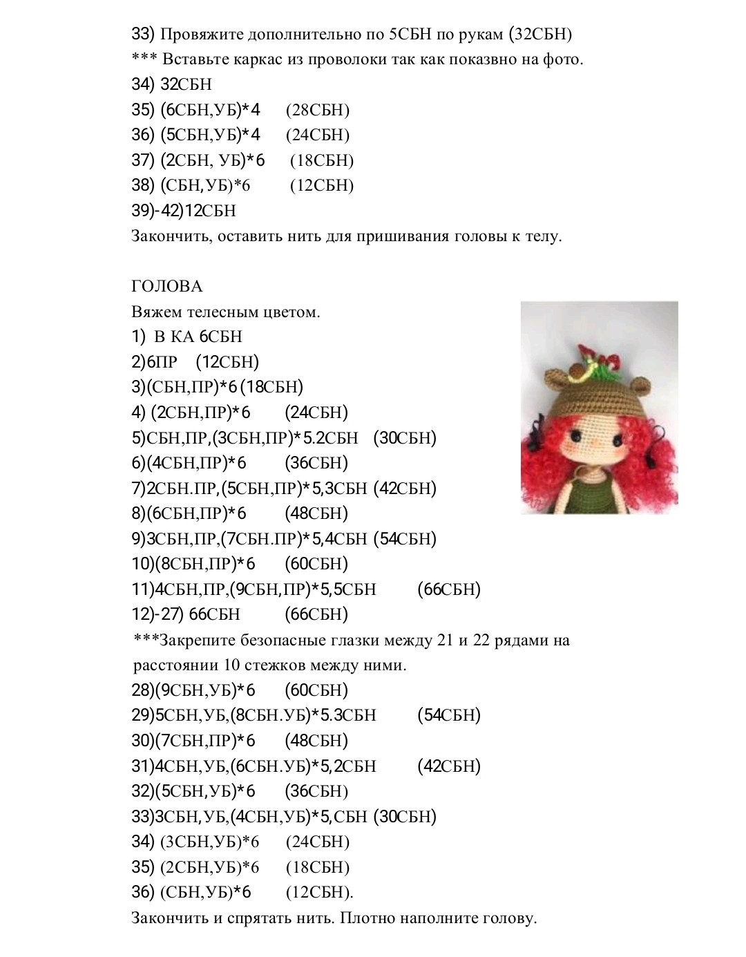 Буклет з інструкцією по в'язанню ляльки
