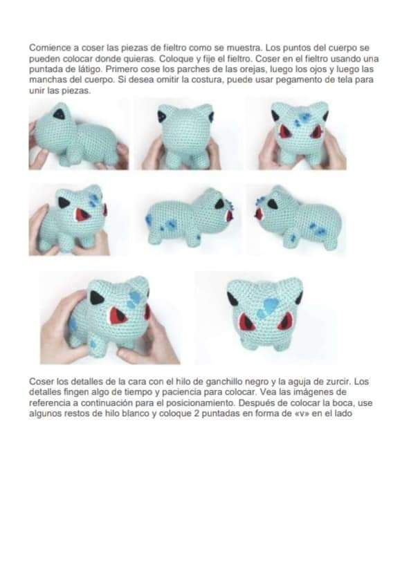 Bulbasaur Amigurumi Pokemon PDF Patrón Gratis