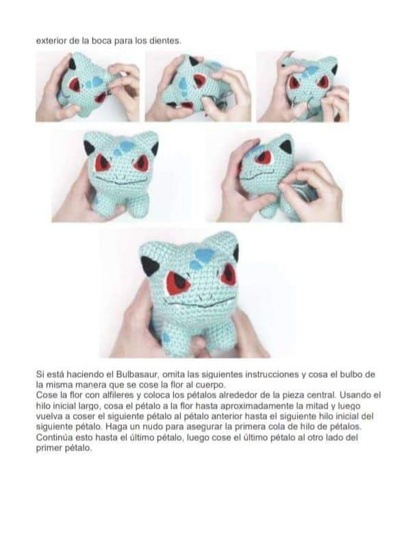 Bulbasaur Amigurumi Pokemon PDF Patrón Gratis