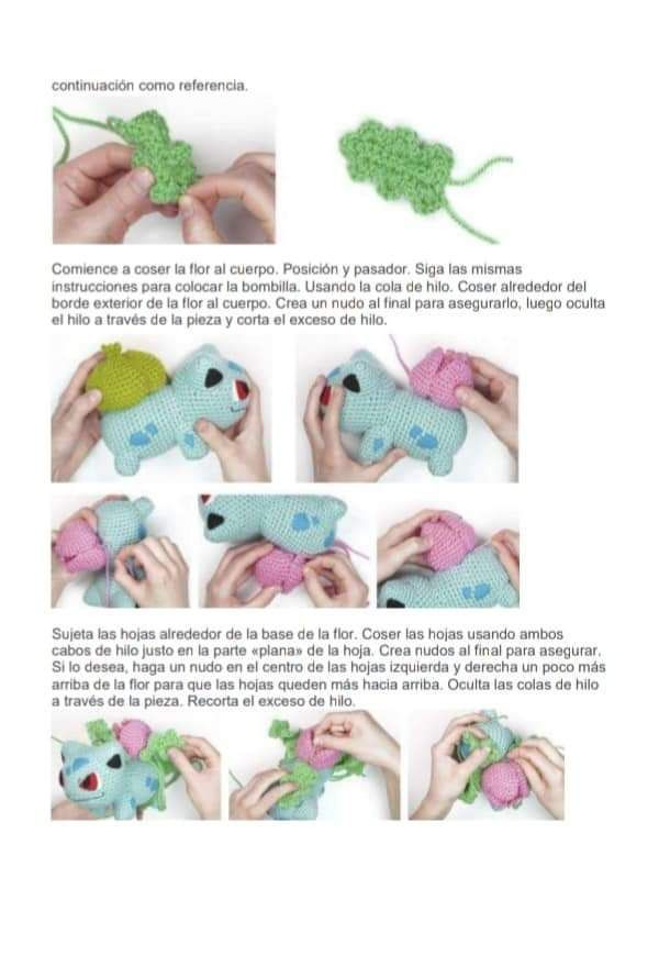 Bulbasaur Amigurumi Pokemon PDF Patrón Gratis