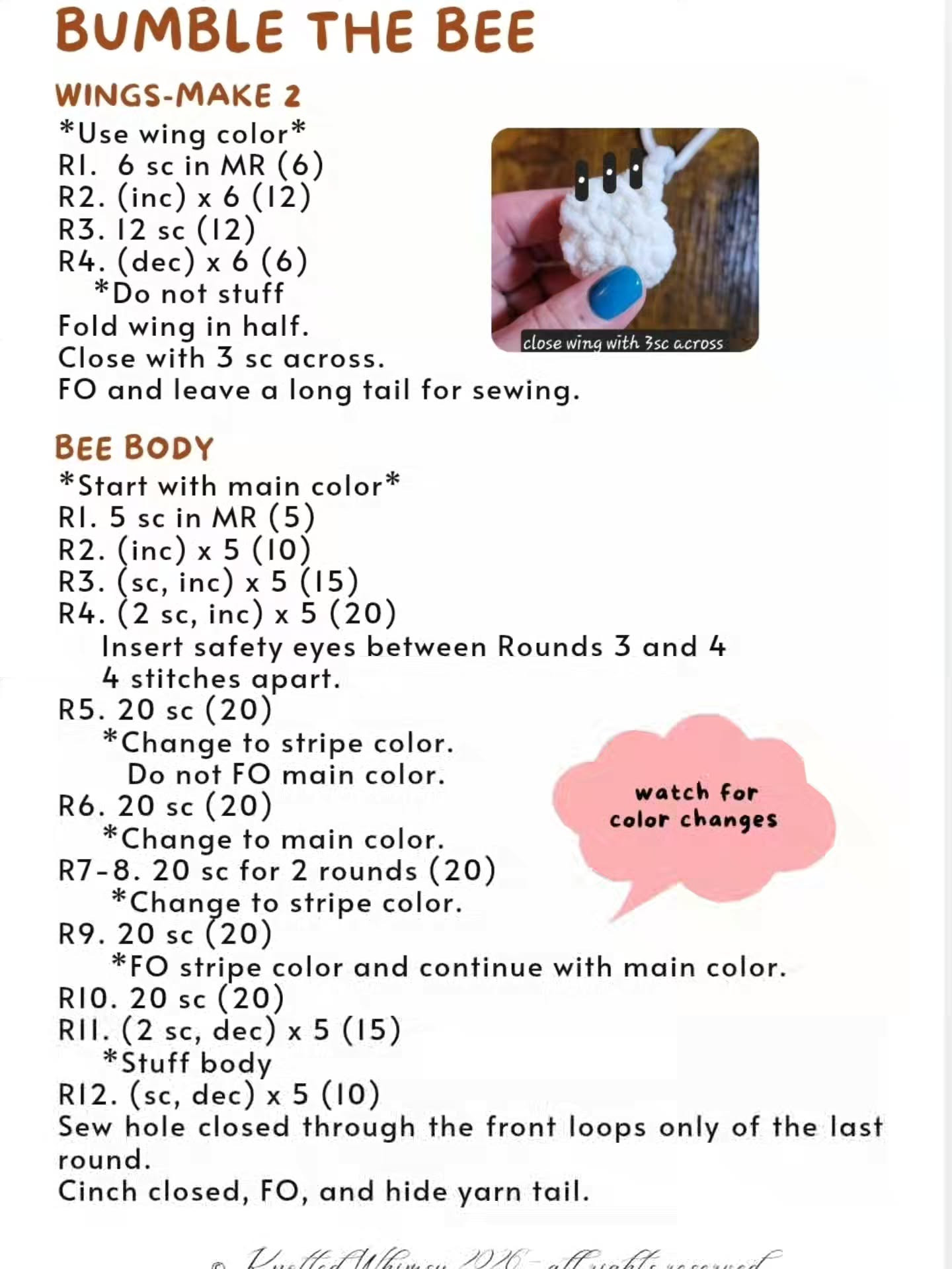 Bumble the Bee Amigurumi Crochet Pattern by Knotted Whimsy