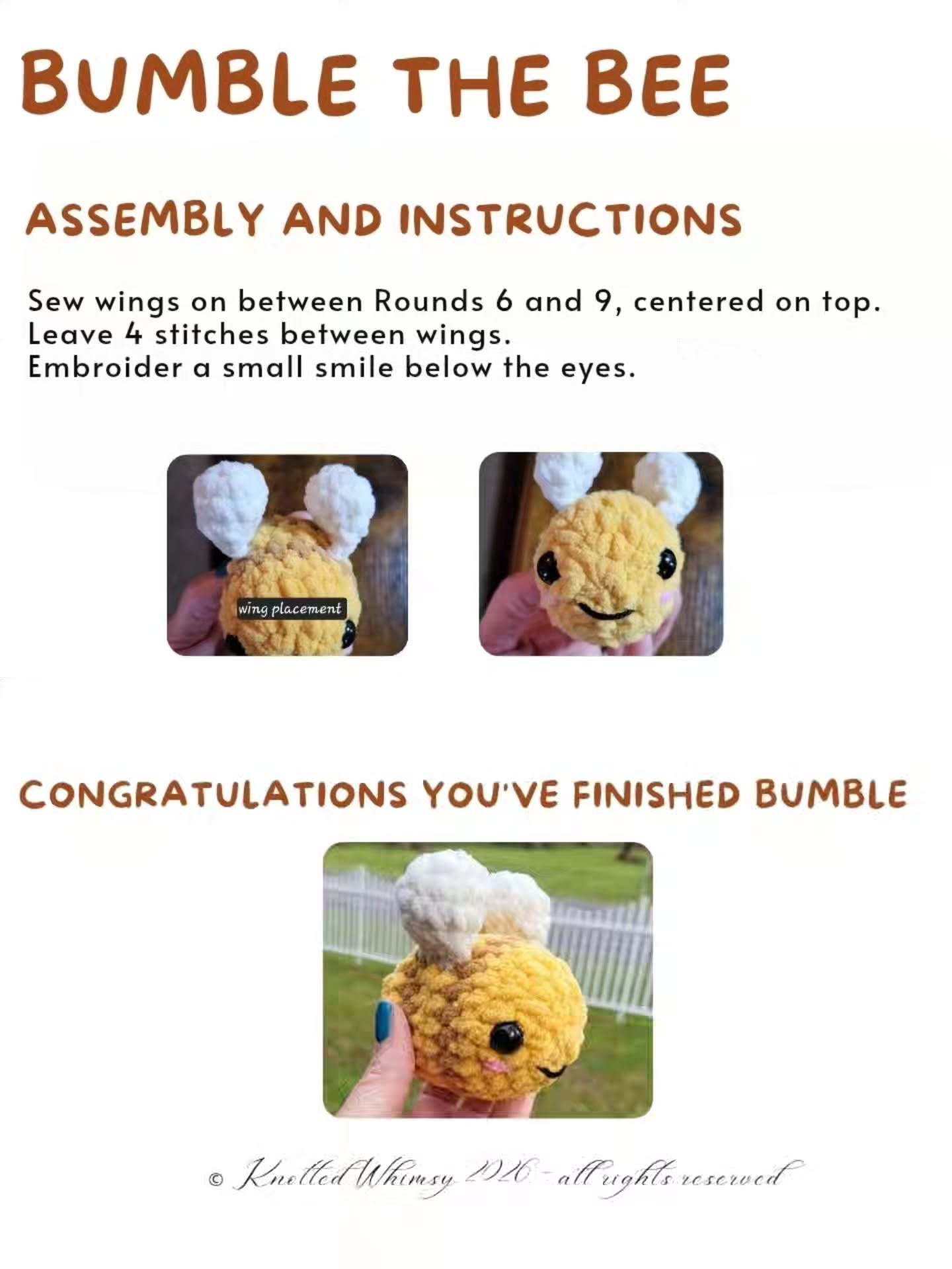 Bumble the Bee Amigurumi Crochet Pattern by Knotted Whimsy