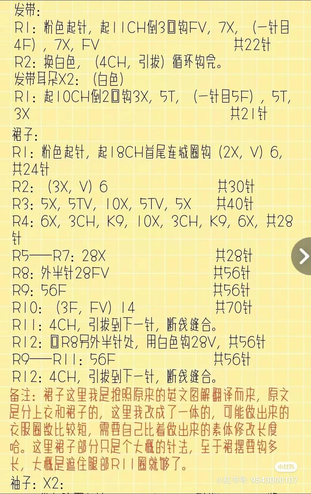 Bunny Girl Amigurumi Crochet Pattern Chart