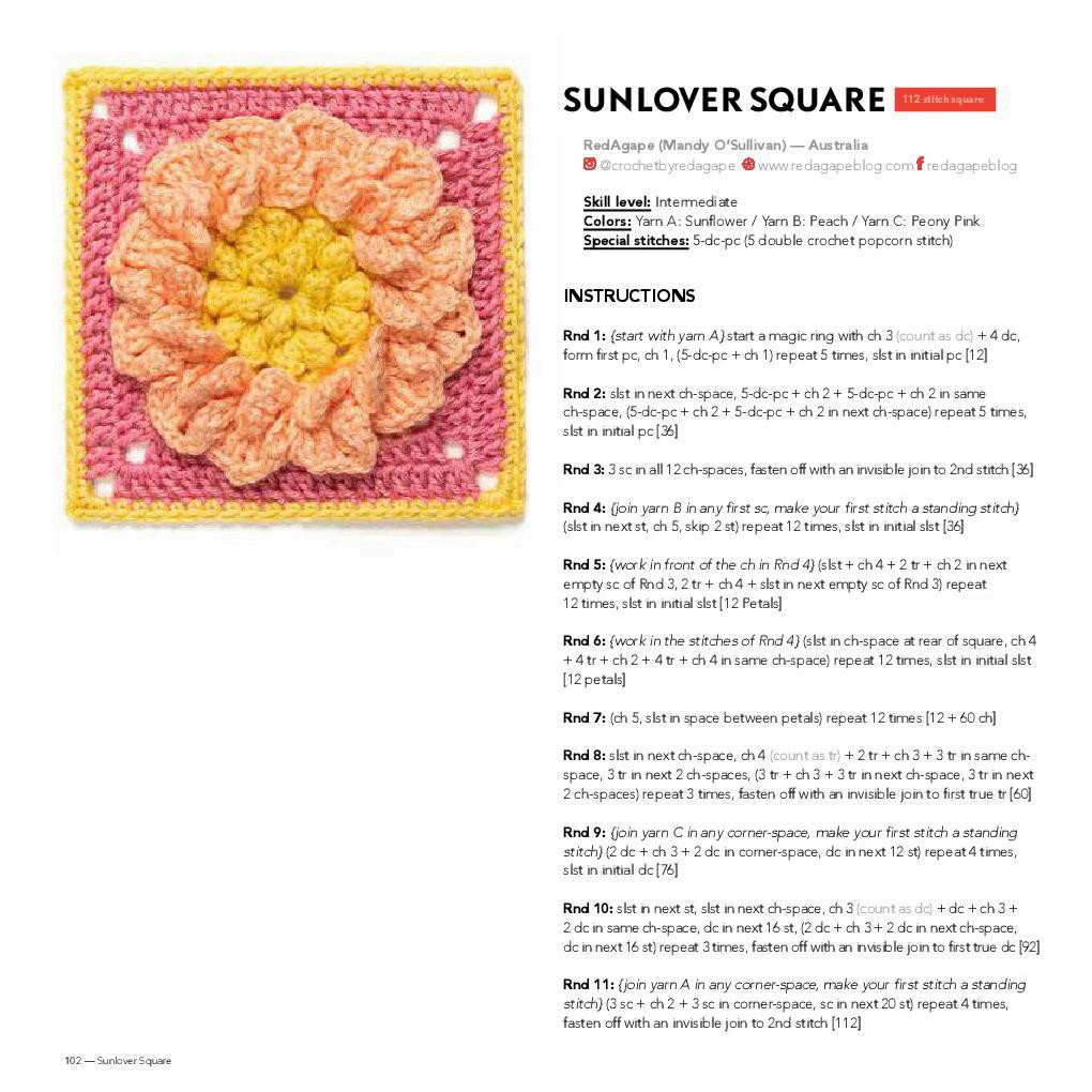 Bust Bloom & Sunlover Square - Crochet Charts