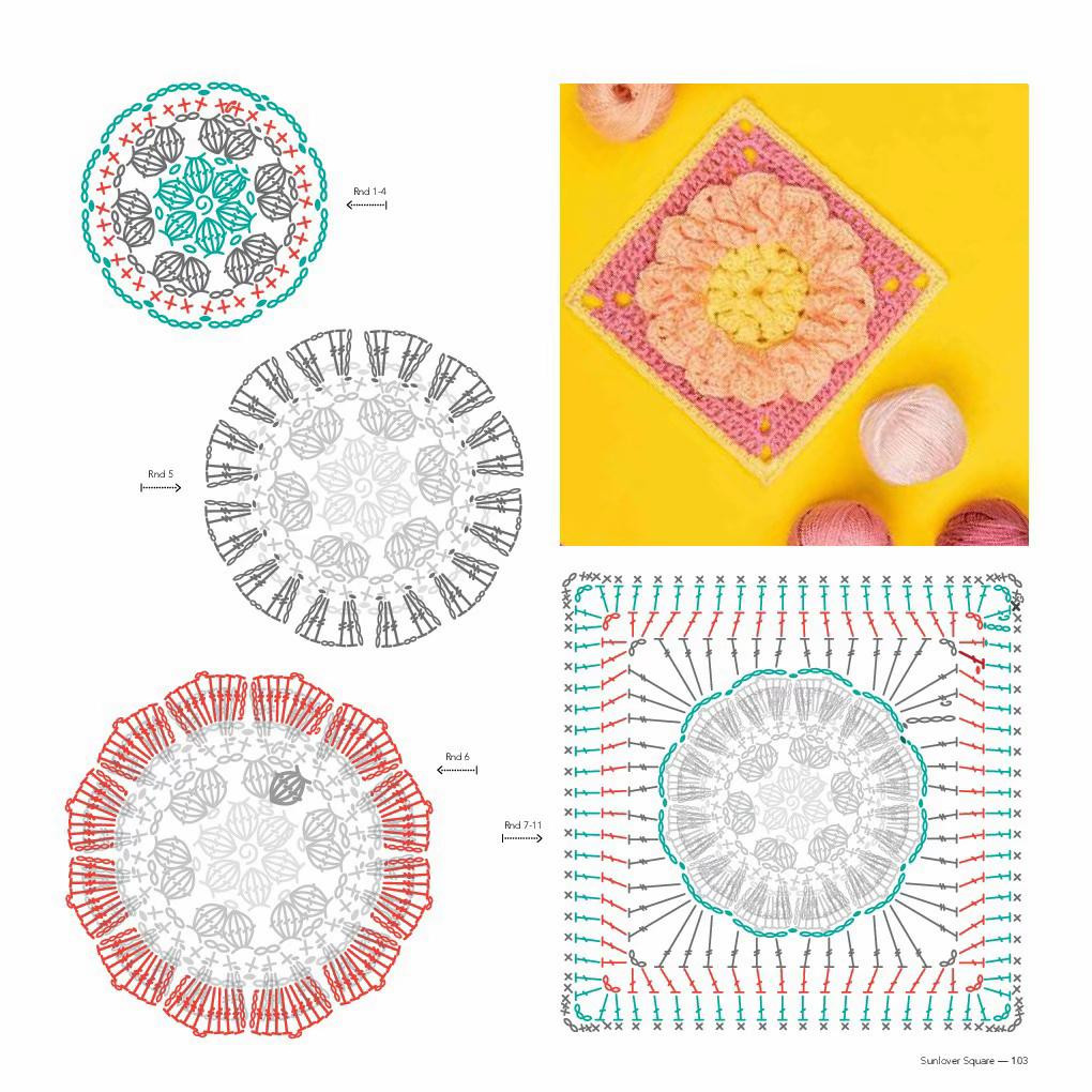 Bust Bloom & Sunlover Square - Crochet Charts