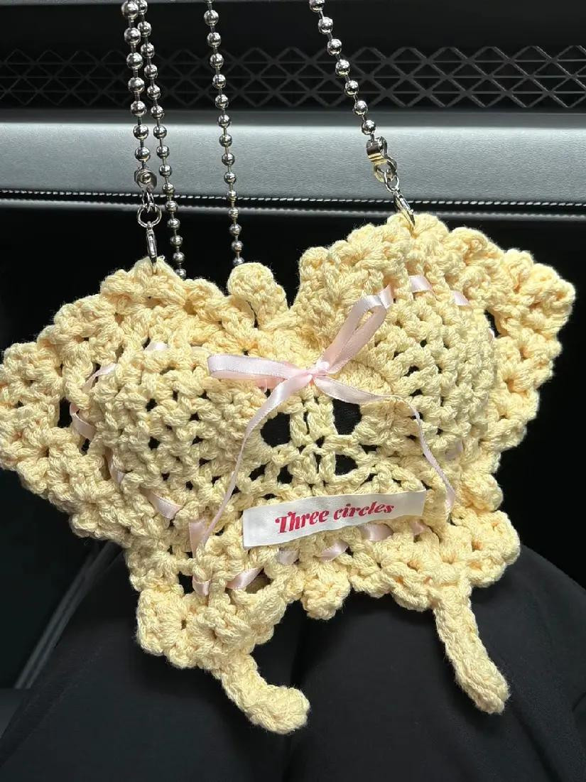 Butterfly Crochet Bag Pattern Chart with Freeform Lace Design and Ribbon Details