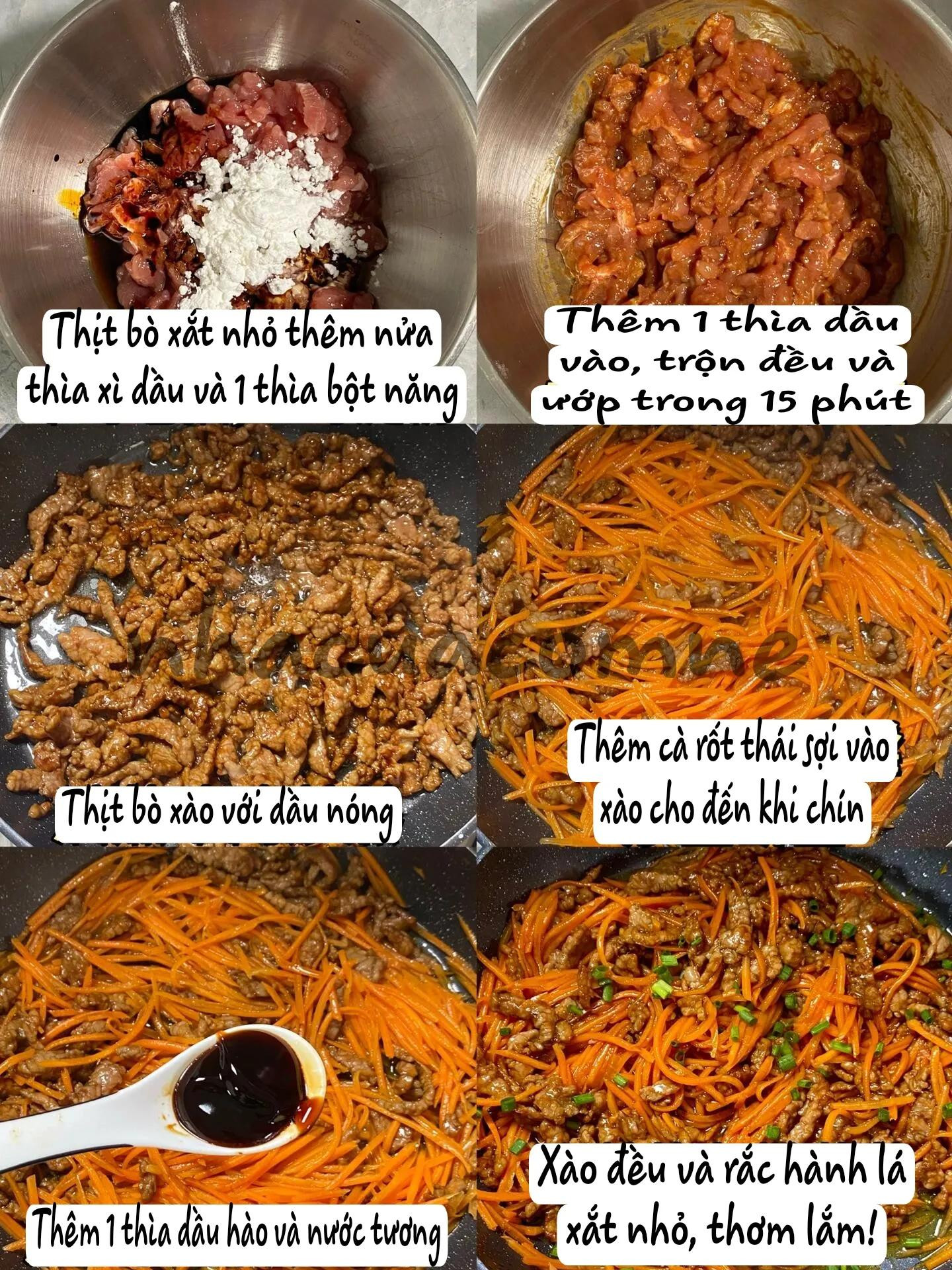 Cà rốt xào thịt bò sốt dầu hào, món cơm ngon