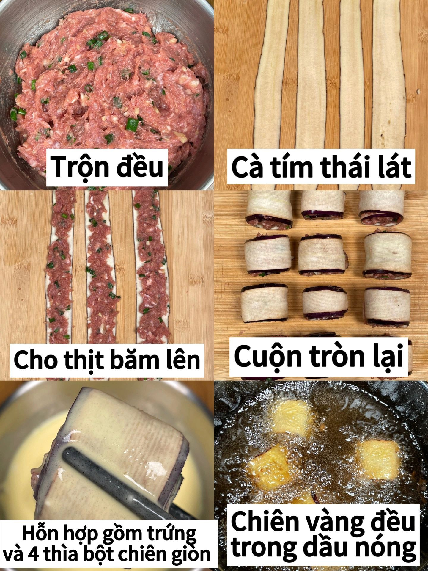 Cà tím cuốn thịt băm chiên giòn