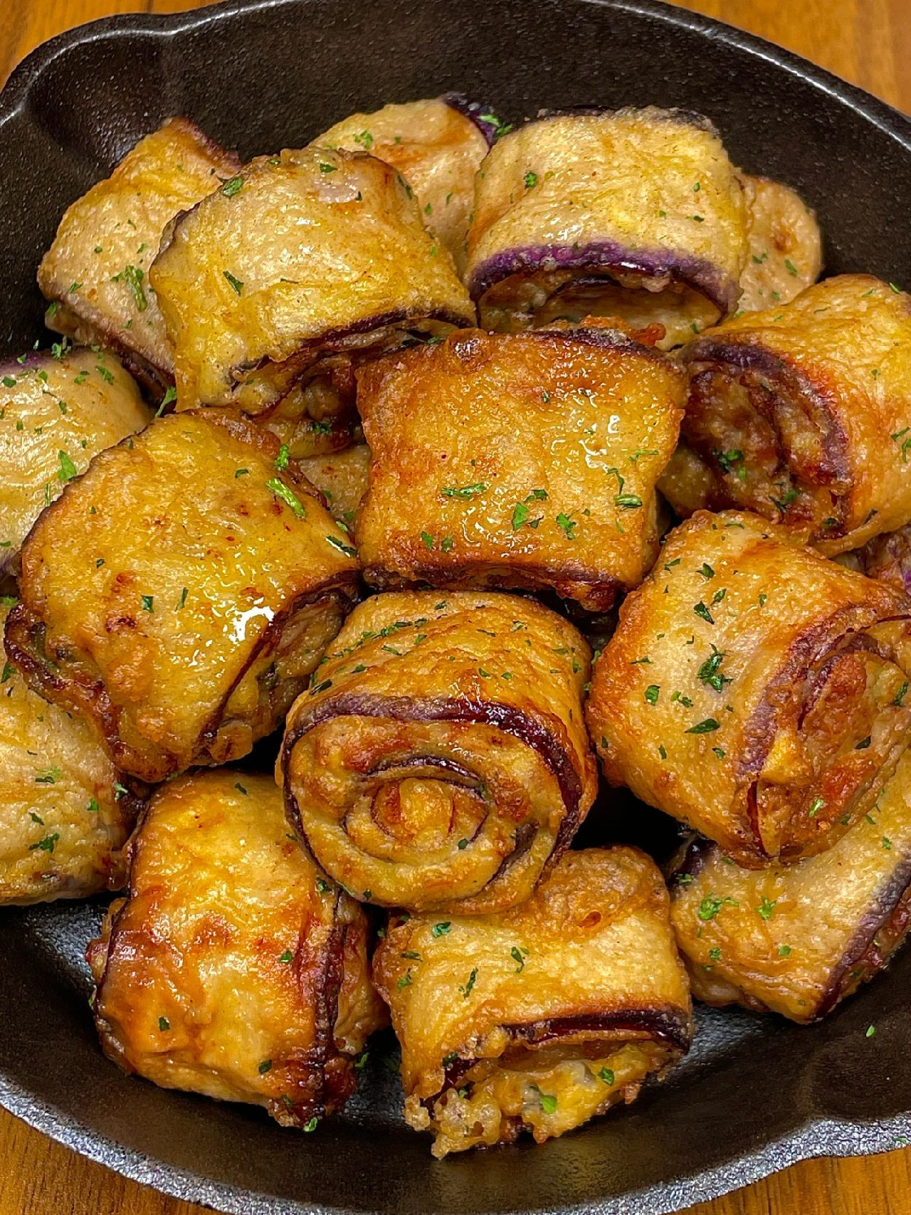 Cà tím cuốn thịt băm chiên giòn