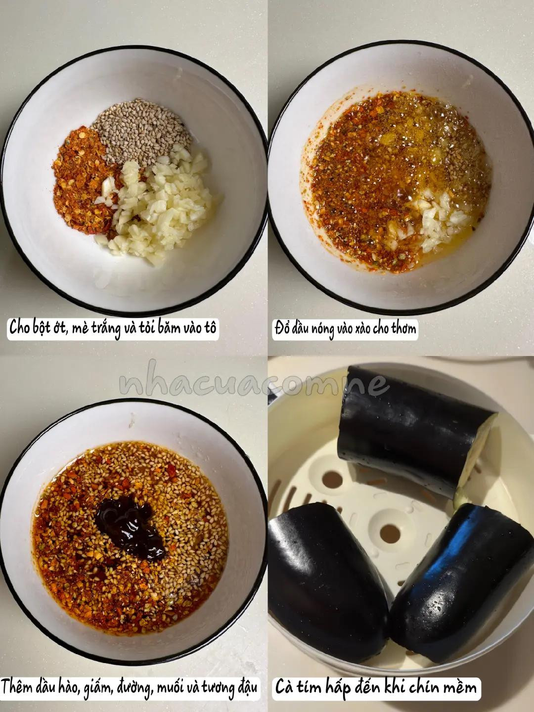 Cà tím xé sốt dầu hào tỏi ớt, món ăn vặt cay thơm ngon hấp dẫn