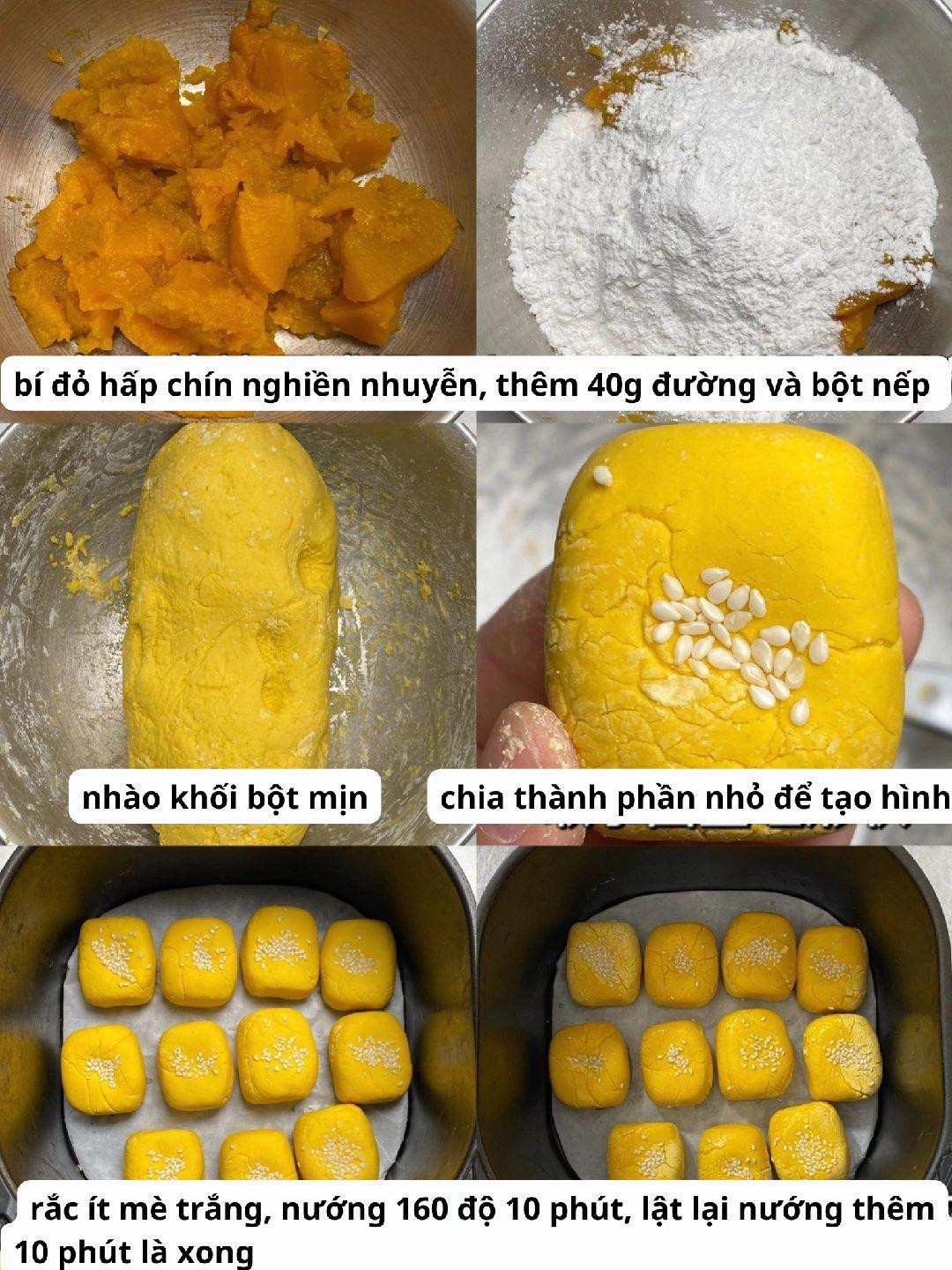 Cách làm bánh bí đỏ hấp dẫn với vỏ vàng óng, rắc mè trắng thơm ngon