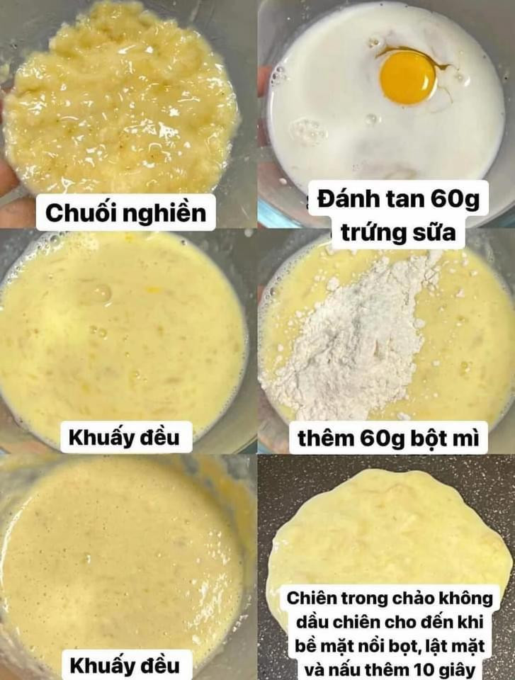 Cách làm bánh chuối nướng đơn giản với chuối nghiền, trứng sữa và bột mì
