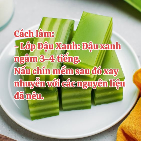 Cách làm bánh da lợn thơm ngon núng nính tại nhà với lớp đậu xanh và lá dứa