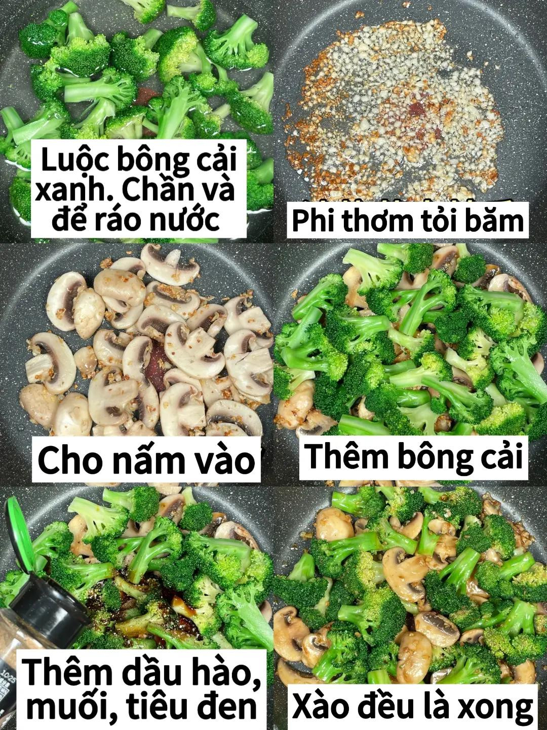 Cách làm bông cải xanh xào nấm hương tỏi phi thơm ngon