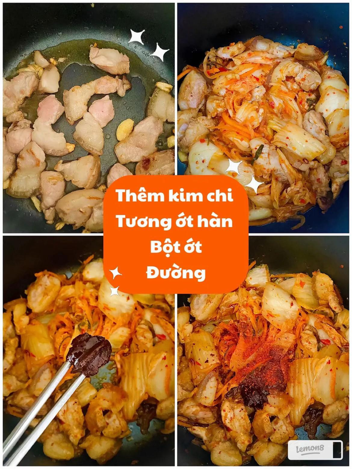 Cach lam canh kim chi thit ba chi dau hu non nham kim cham siu don gian tai nha