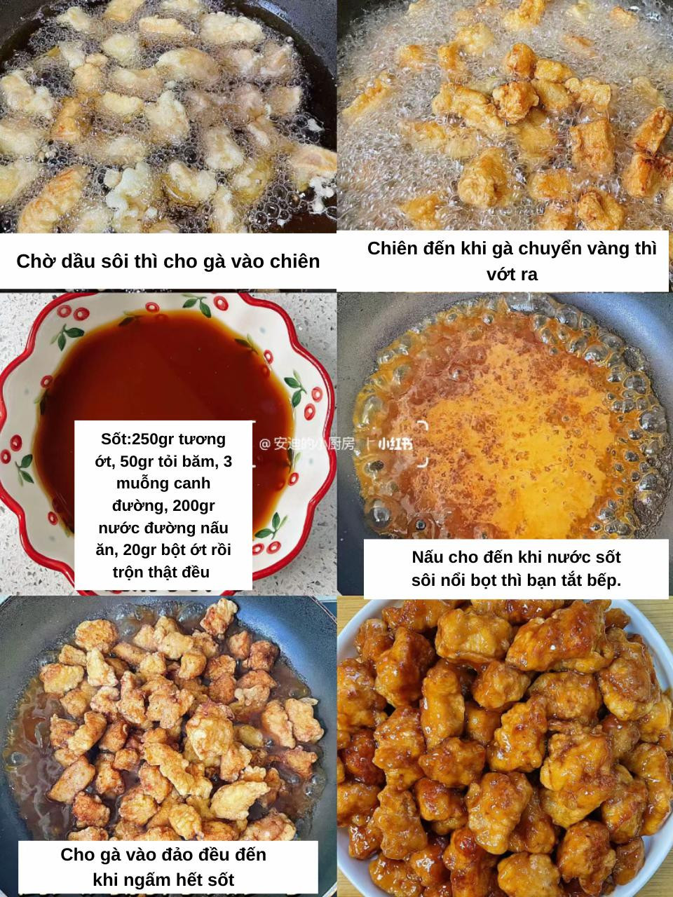 Cách làm Gà rán chua ngọt Hàn Quốc giòn tan, sốt đậm đà