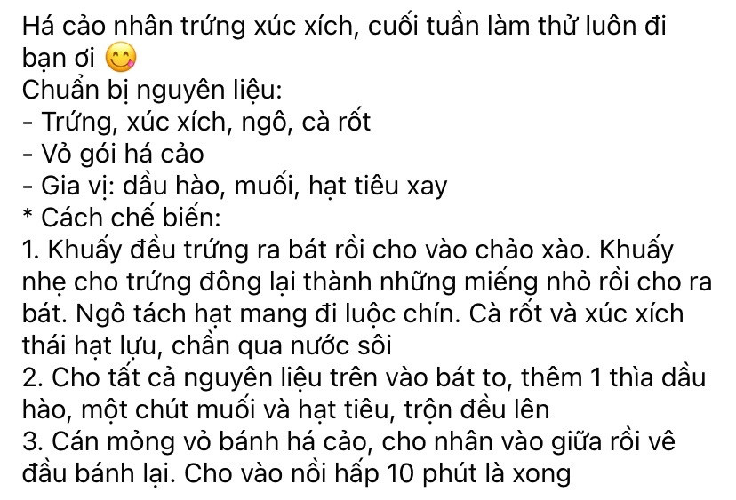 Cách làm há cảo nhân xúc xích, ngô và cà rốt hấp dẫn