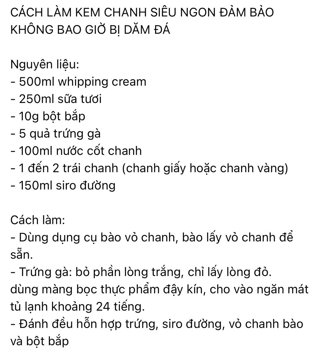 Cách làm kem chanh siêu ngon đảm bảo không bao giờ bị dăm đá