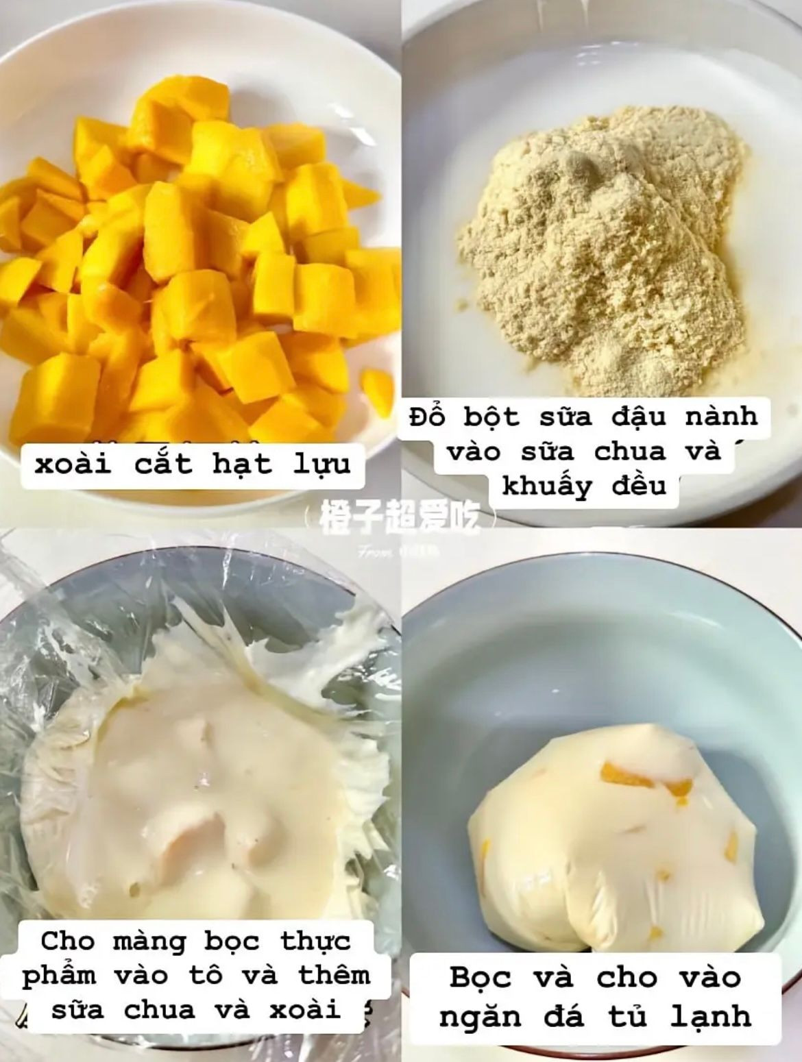 Cách làm Kem Xoài thanh mát cho mùa hè với sữa chua và bột đậu nành