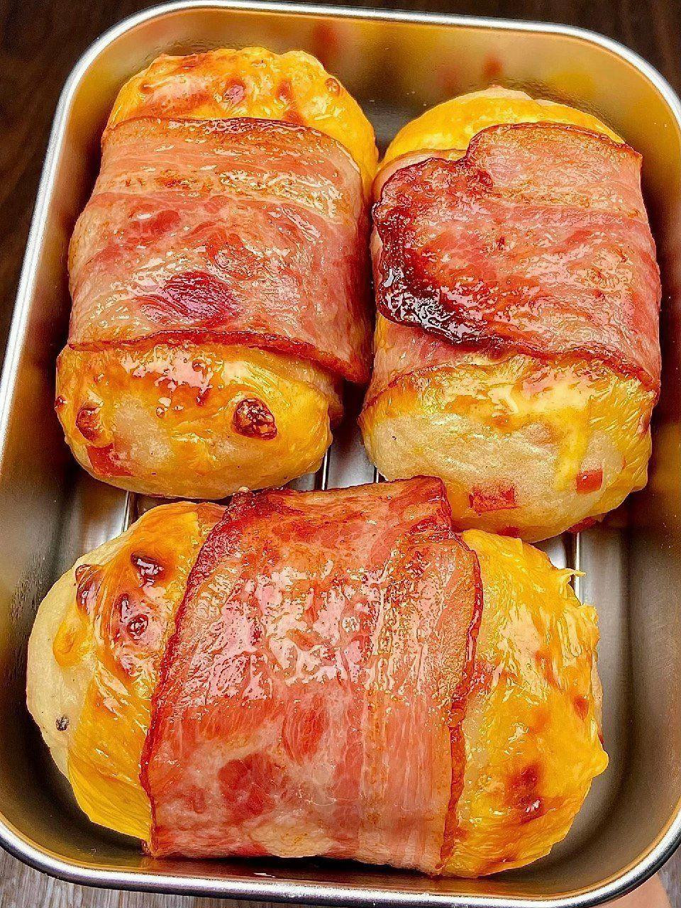 Cách làm khoai tây nghiền cuốn thịt xông khói phô mai, nướng giòn rụm thơm ngon