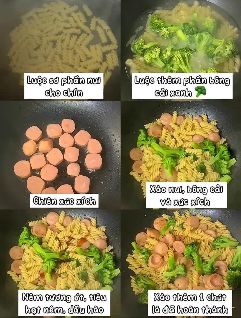 Cách làm nui xào bông cải đơn giản cho buổi sáng