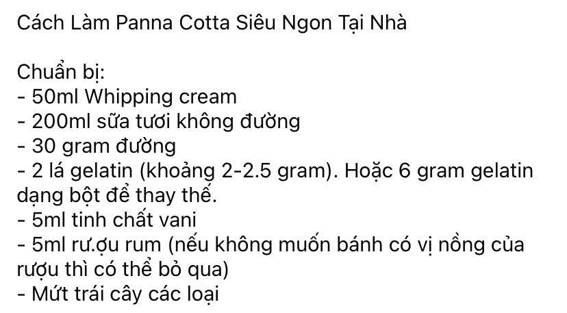 Cách Làm Panna Cotta Siêu Ngon Tại Nhà Với Mứt Trái Cây