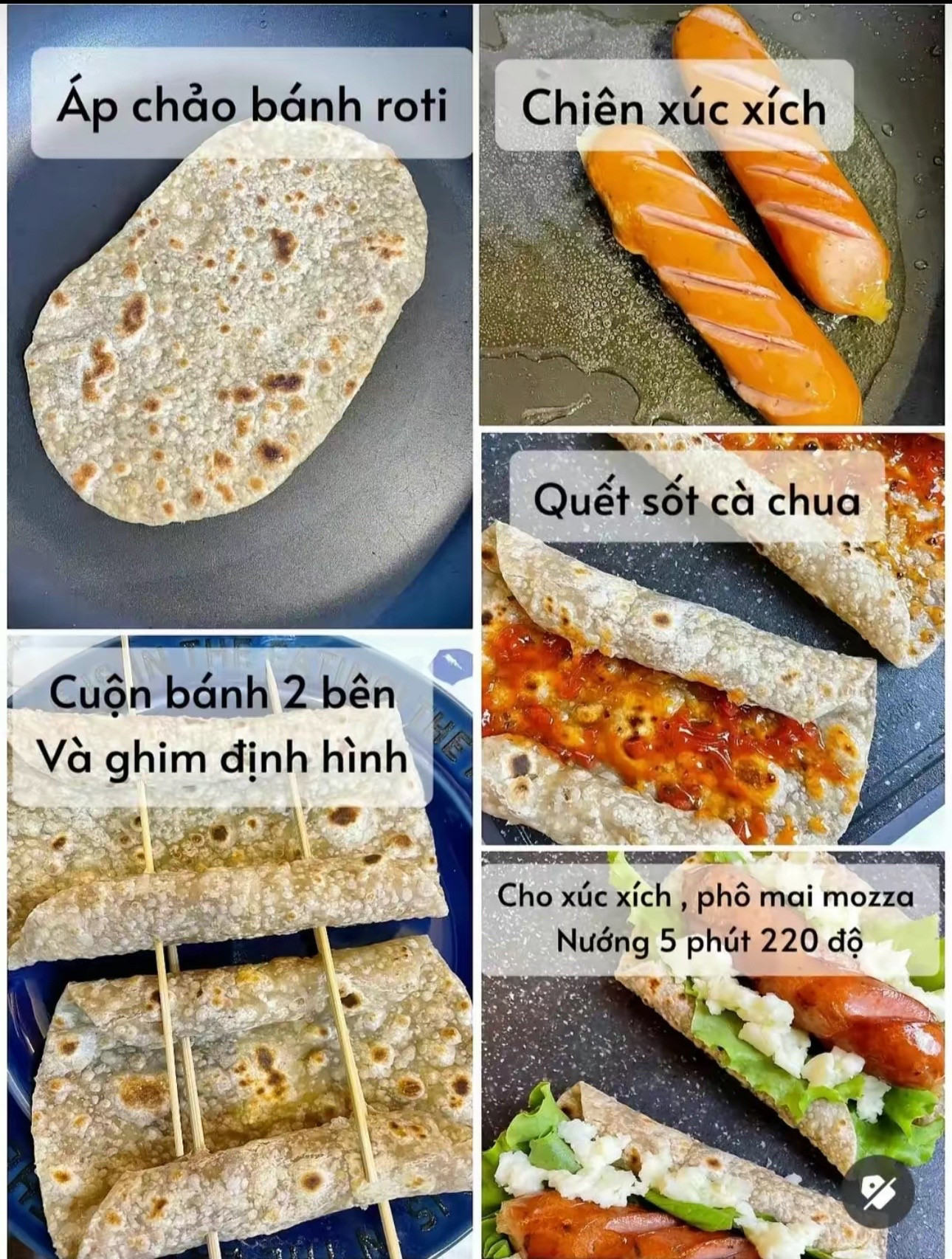 Cách làm Roti Xúc Xích Phô Mai, món ăn sáng ít calo thơm ngon