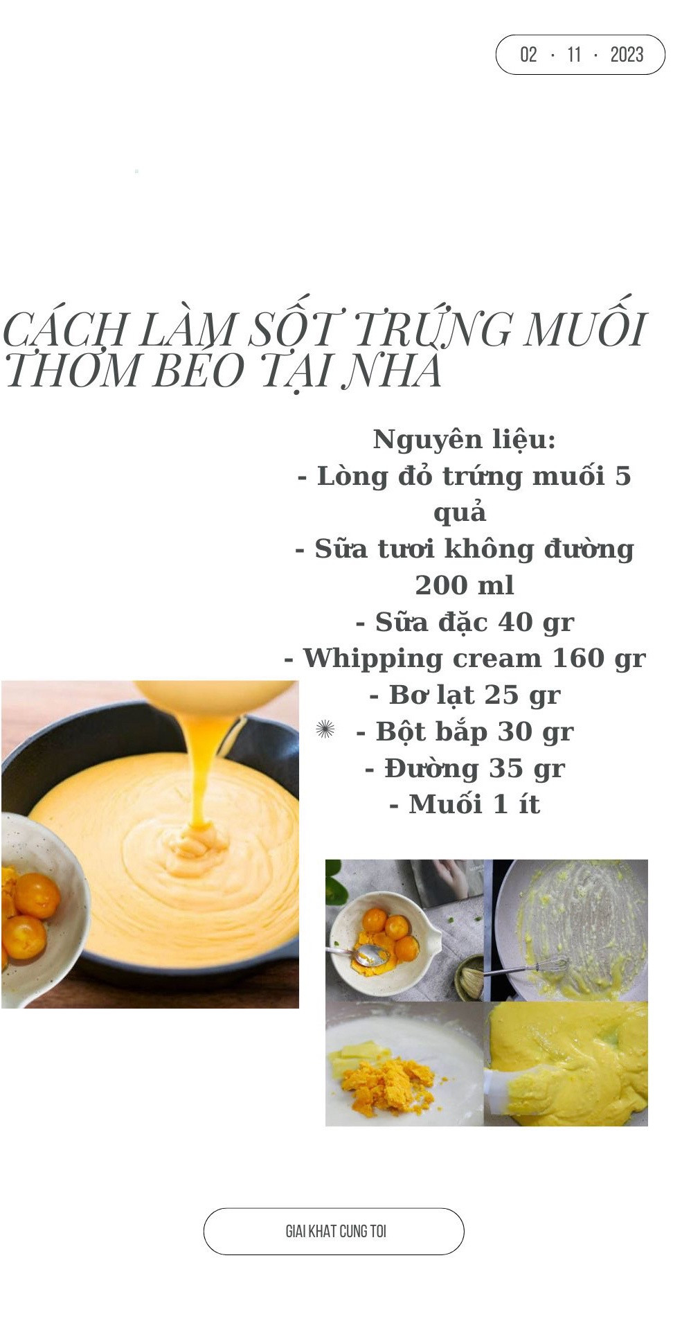 Cách làm sốt trứng muối thơm béo tại nhà với lòng đỏ trứng muối, sữa tươi và whipping cream