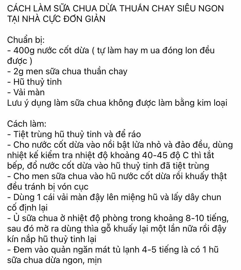Cách làm sữa chua dừa thuần chay siêu ngon tại nhà cực đơn giản