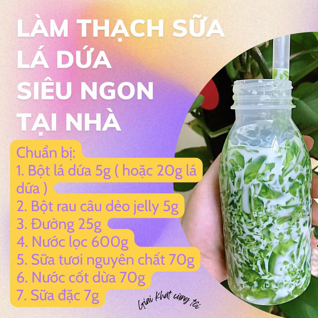 Cách làm thạch sữa lá dứa siêu ngon tại nhà với bột rau câu, nước cốt dừa và sữa tươi
