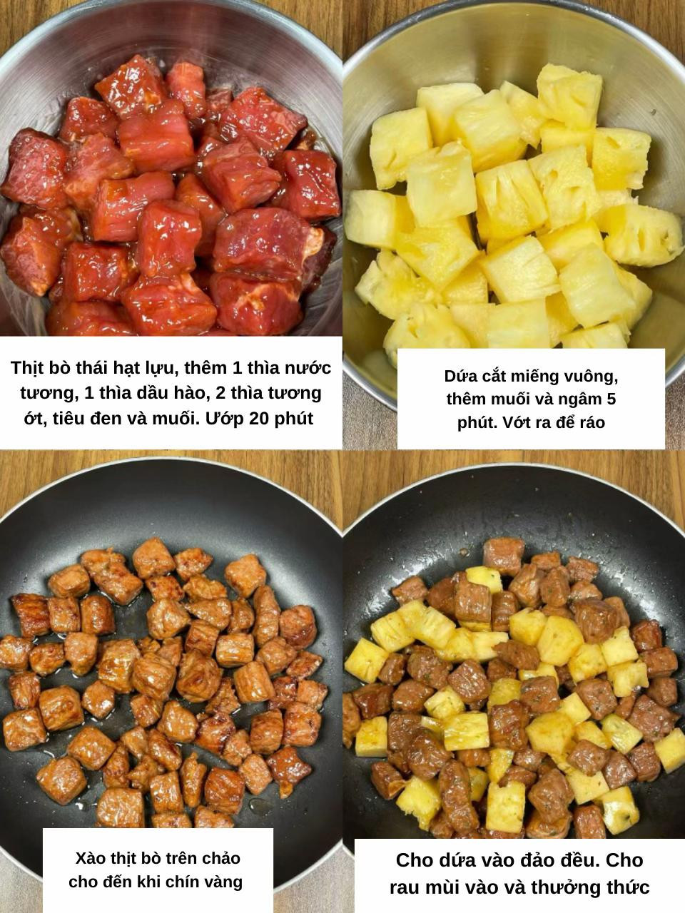 Cách làm Thịt bò xào dứa ngon miệng, bổ dưỡng