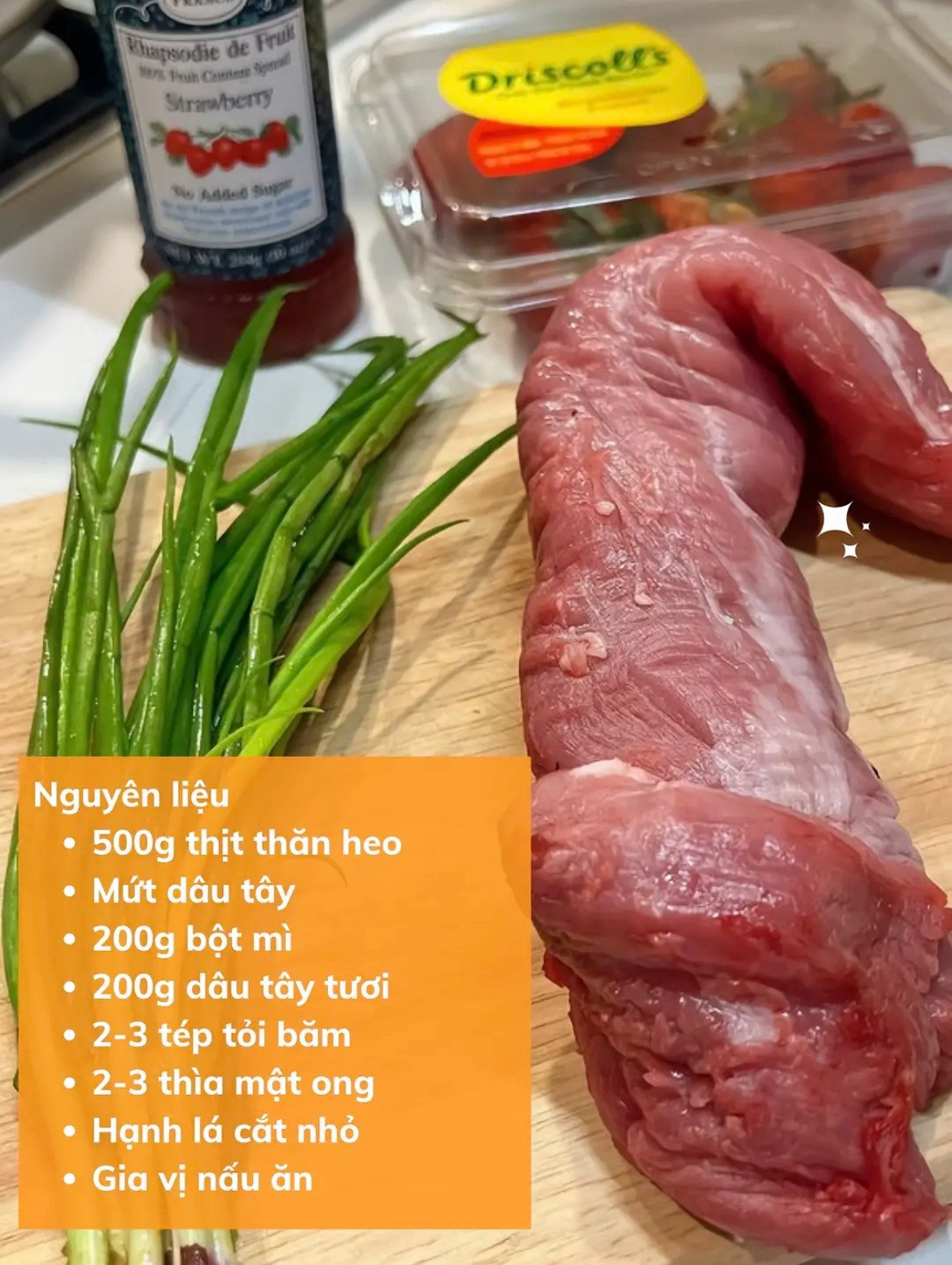 Cách làm Thịt thăn heo mật dâu tây