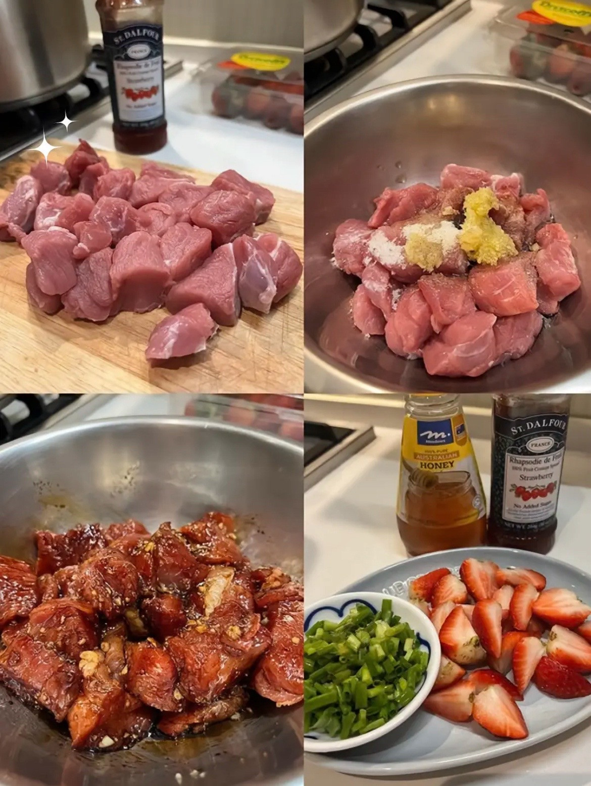 Cách làm Thịt thăn heo mật dâu tây