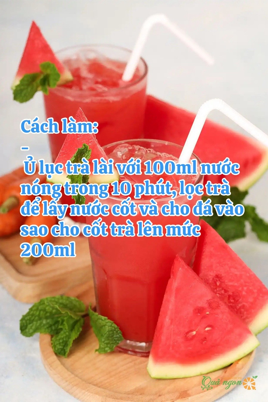 Cách làm trà dưa hấu thơm mát cực đơn giản với nguyên liệu: thịt dưa hấu, chanh vàng, lục trà nhài và siro