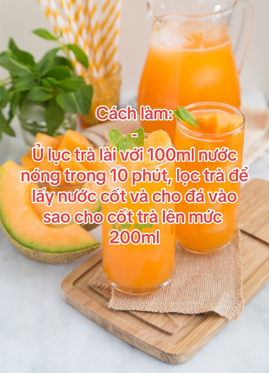 Cách làm trà dưa lưới vàng thơm ngon với lục trà lài, chanh và sirô đường