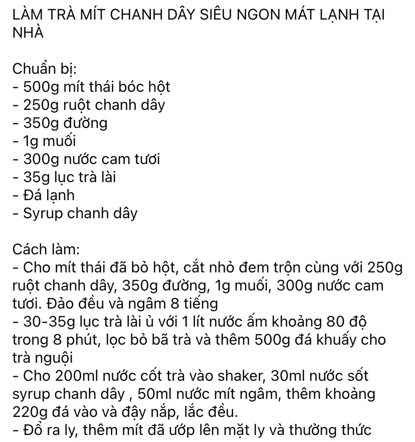 Cách làm Trà mít chanh dây siêu ngon mát lạnh tại nhà