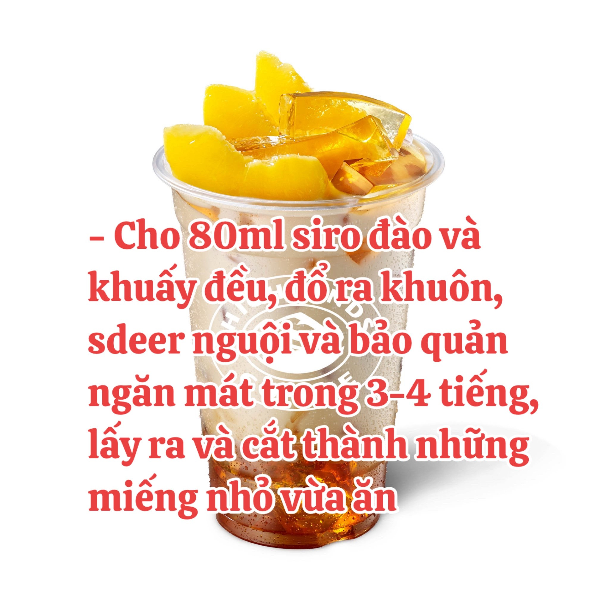 Cách làm Trà Thạch Đào Highland thơm ngon tại nhà với thạch đào, trà túi lọc và kem béo