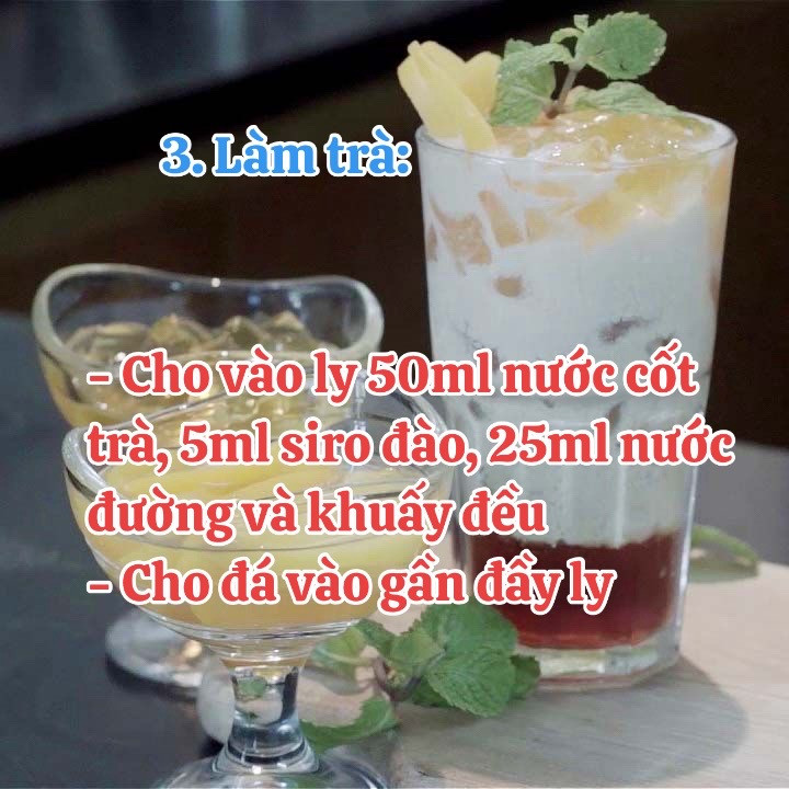 Cách làm Trà Thạch Đào Highland thơm ngon tại nhà với thạch đào, trà túi lọc và kem béo