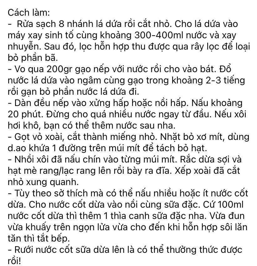 Cách làm xôi mít xanh thơm ngon với nước cốt dừa, xoài và dừa sợi