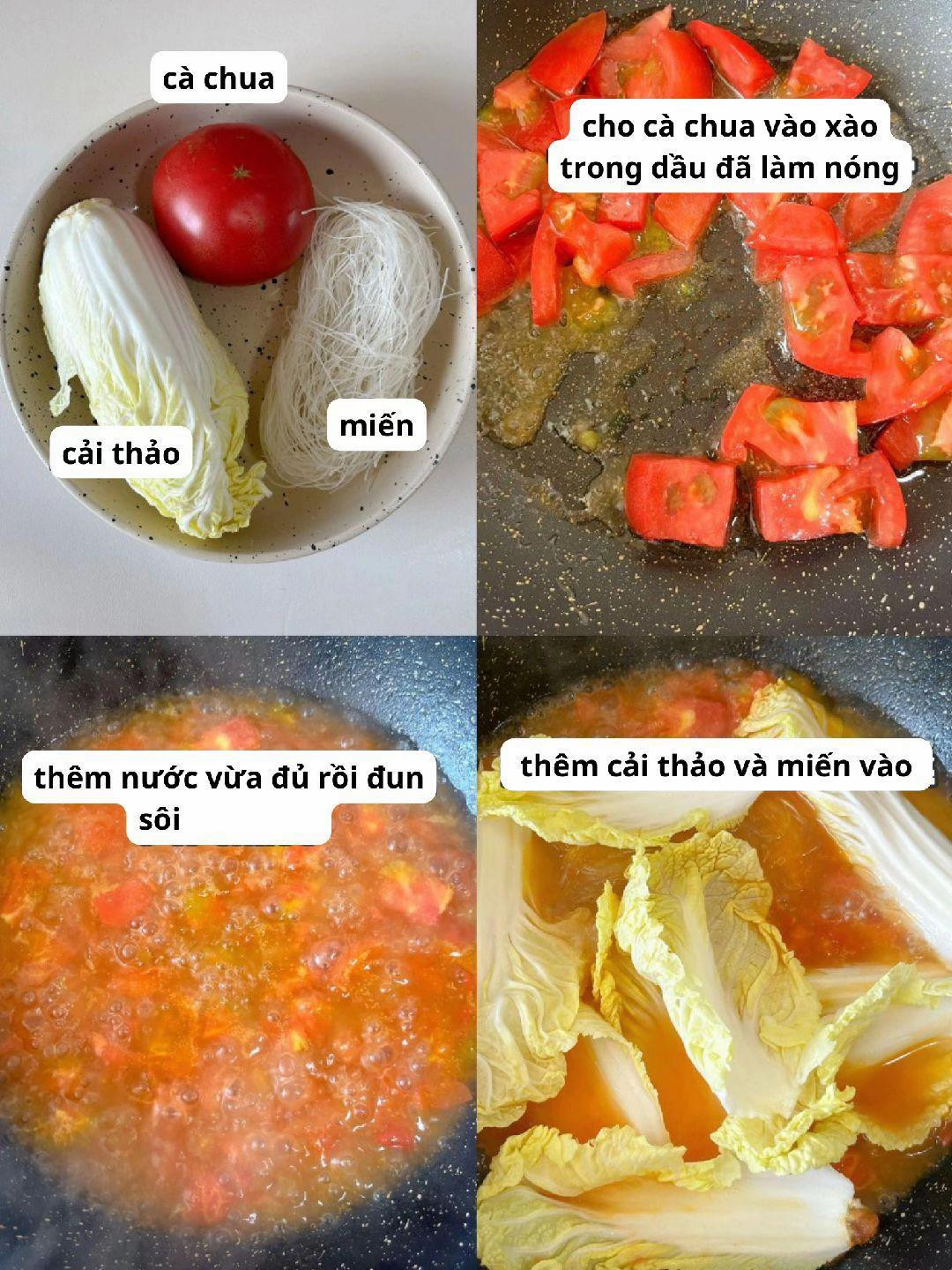 Cách nấu miến cà chua cải thảo đơn giản, ngon miệng