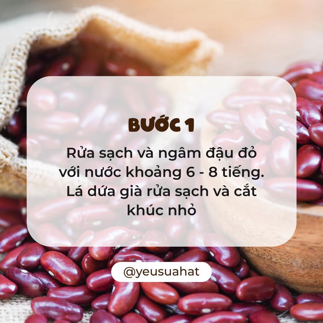 Cách nấu sữa đậu đỏ thơm ngon với lá dứa già và sữa không đường