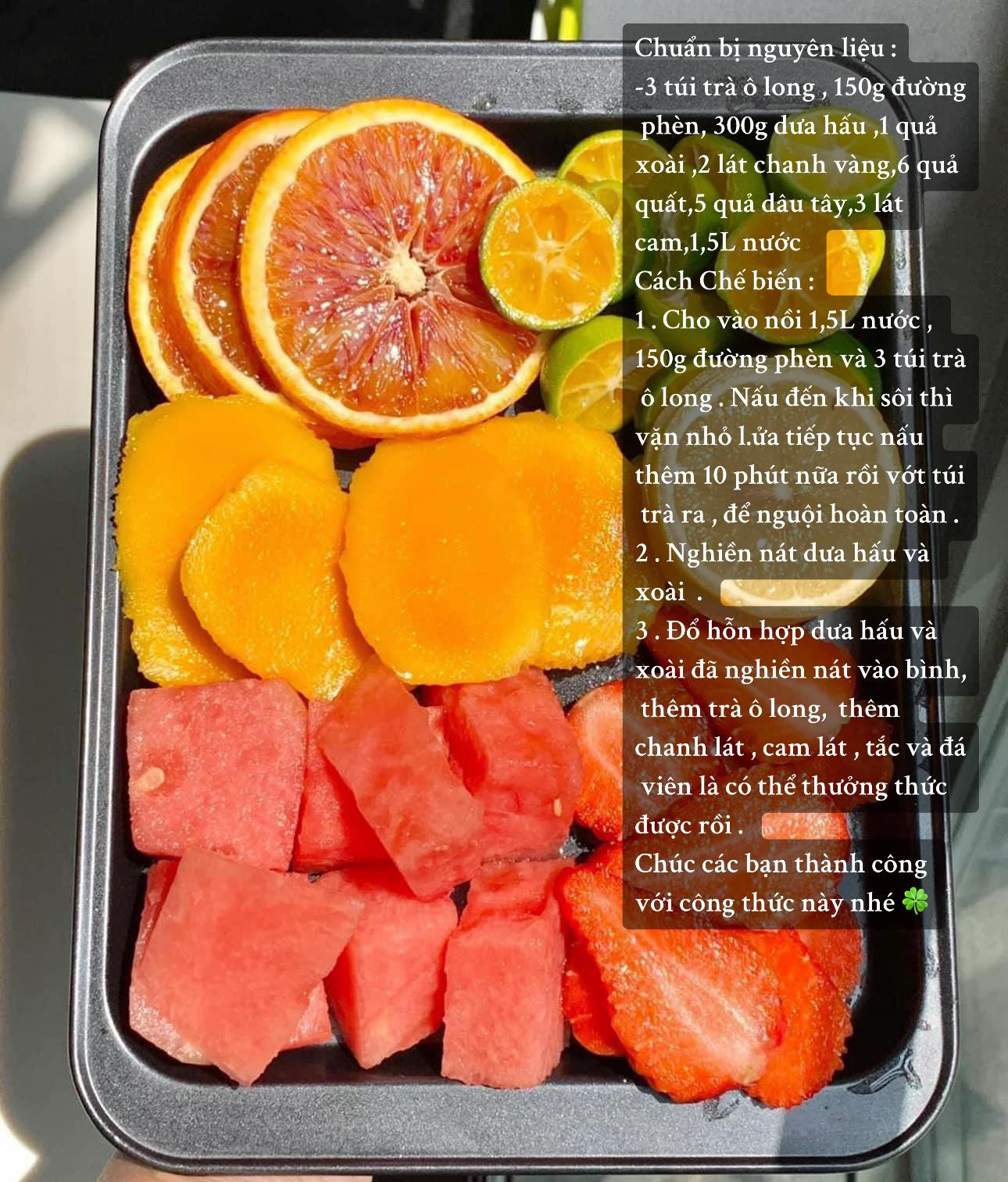 Cách pha trà xoài dưa hấu siêu mát, giải khát mùa hè