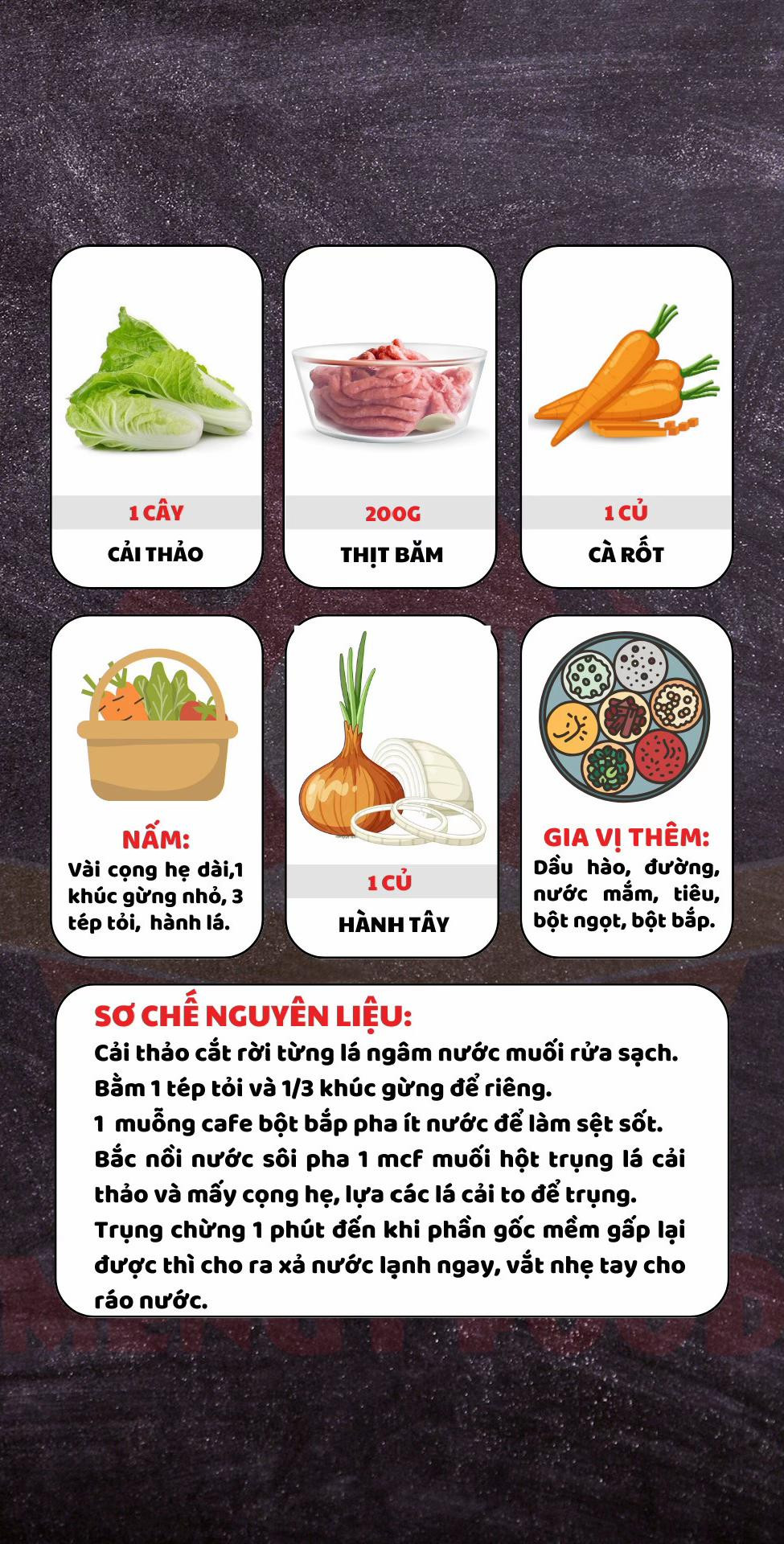 Cải thảo cuộn thịt băm sốt dầu hào