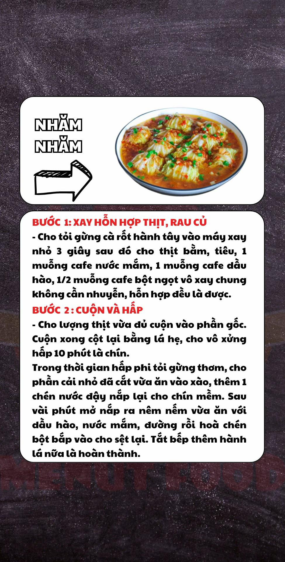 Cải thảo cuộn thịt băm sốt dầu hào