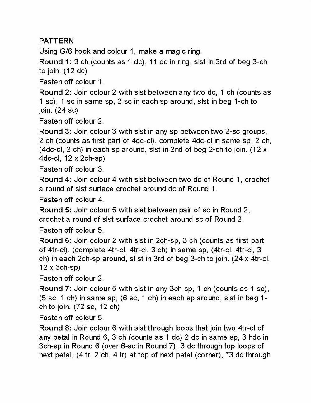 Calypso Granny Square Crochet Pattern and Chart by Hattie Risdale