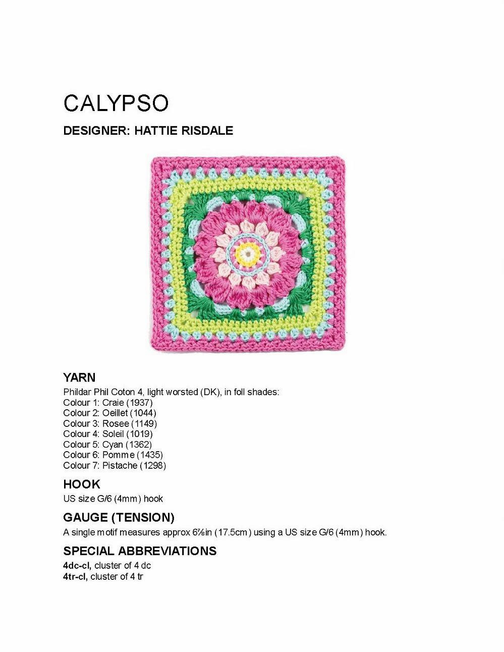 Calypso Granny Square Crochet Pattern and Chart by Hattie Risdale