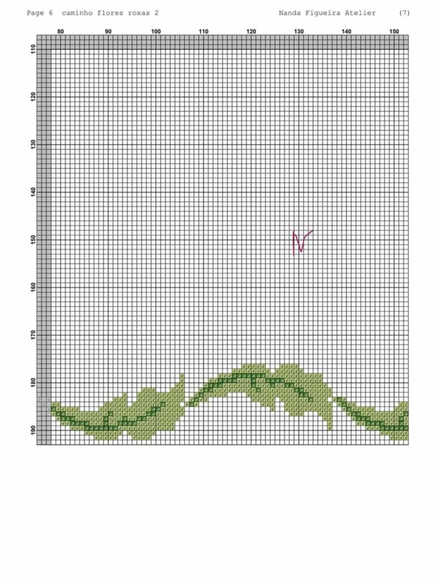 Caminho Flores Roxas 2 - Cross Stitch Chart Pattern by Nanda Figueira Atelier