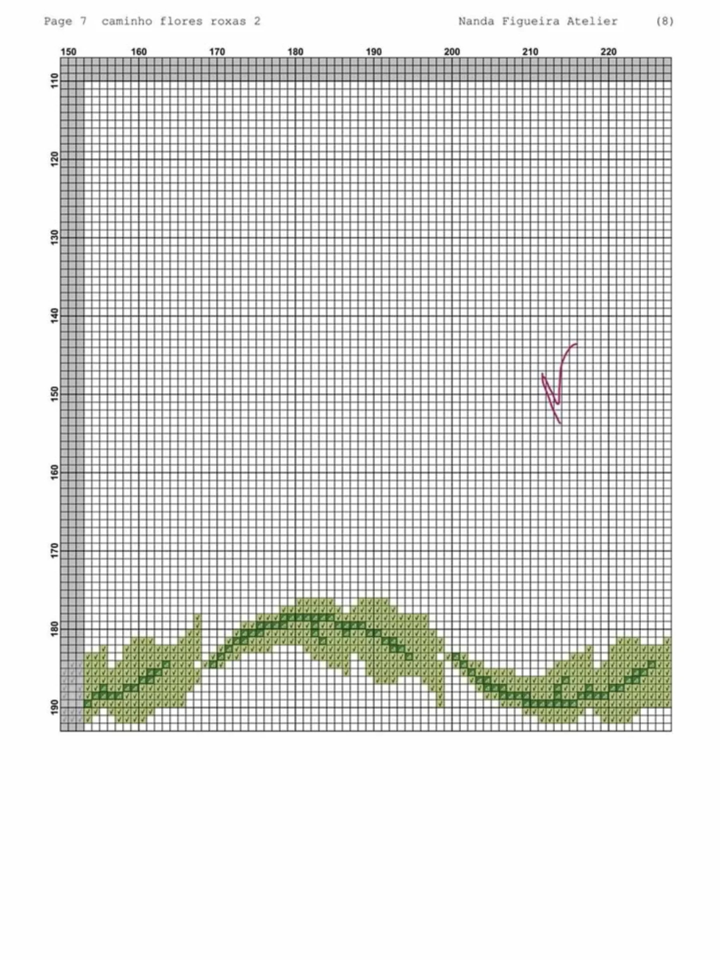 Caminho Flores Roxas 2 - Cross Stitch Chart Pattern by Nanda Figueira Atelier